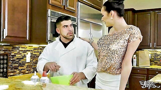 kitchen, blowjob, fake tits - ts kimberlee doggystyle