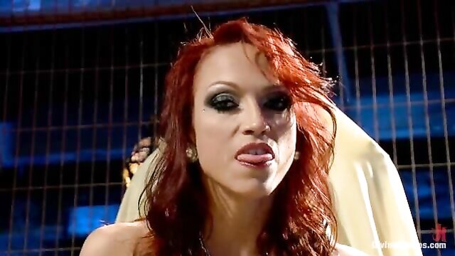 mistress, dominatrix, redhead - nicki hunter locks up tiny cock