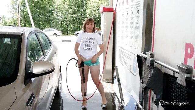 blonde, amateur, bbw - public carwash blowjob teaser