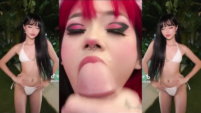 asian, pov, pmv - hd video of asian girl getting cum in mouth in split screen