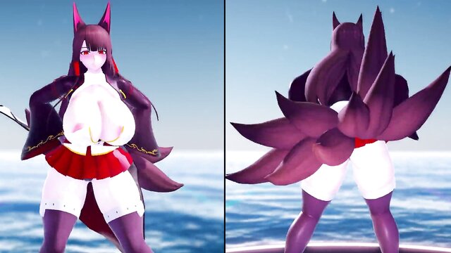 triple dick, gawr gura (vtuber), slime - foxy fx helltaker dance
