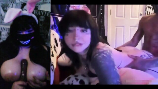 bbw, big tits, natural tits - punk mom bbc toy play