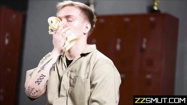 ass, butt, fucking - janitor sneaks into girls locker room for some hot action
