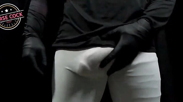 horse cock, compression shorts, big cock - bator 3207 handjob