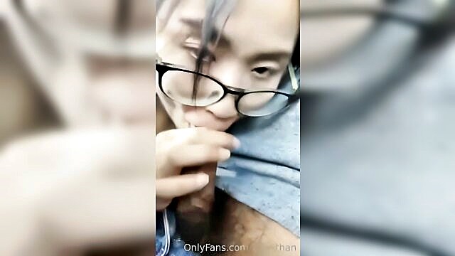 blowjob, deep throat, asian - thai student gives phil a deep throat blowjob