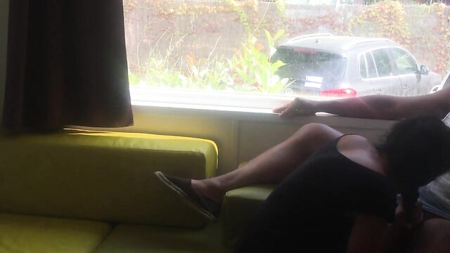camping, best cock sucker, front window - camper van window blowjob