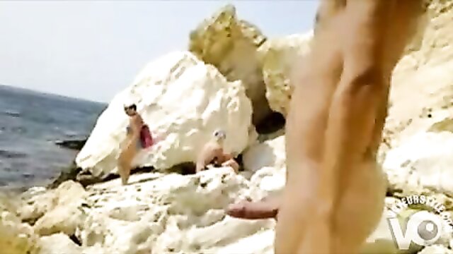 cock, girls, bikini - beach exposure with hard cock