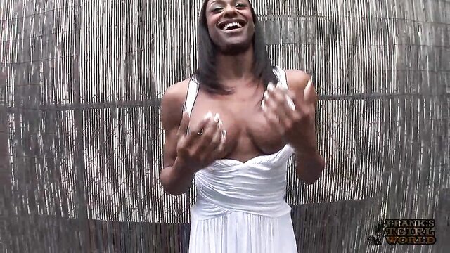 tall, solo, dress - black transsexual cock show