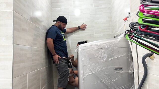 hardcore, blowjob, amateur - laundry room stepson sex