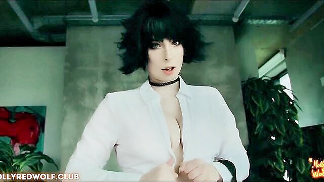 brunette, creampie, big dick - mollyredwolf cosplay sex