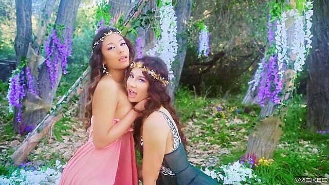ffm, outdoor, threesome - threesome garden sex moaning
