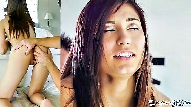 brunette, big cock, anal - nerd gets first anal