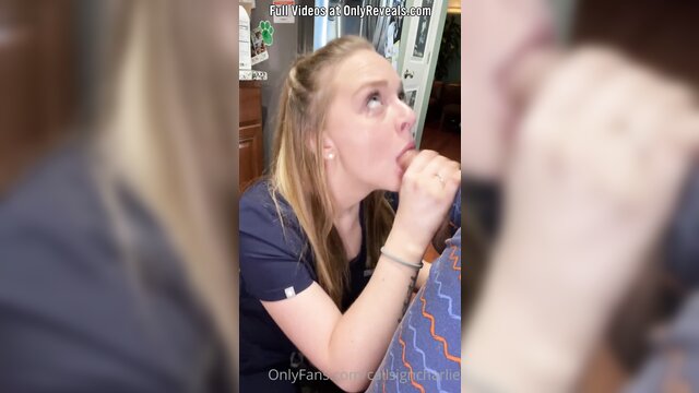 onlyfans nurse performs a blowjob on a hard cock and gets a facial : Onlyfans