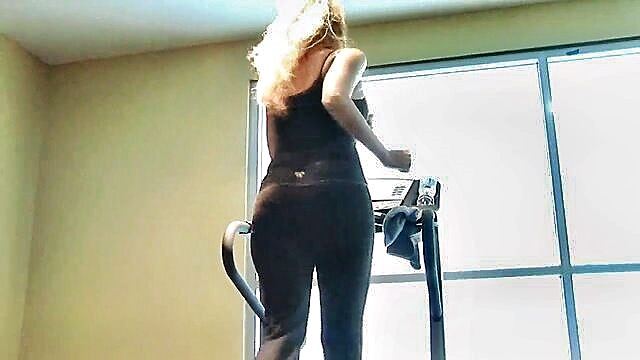 milf, lingerie, stockings - blondie cum on her boobs