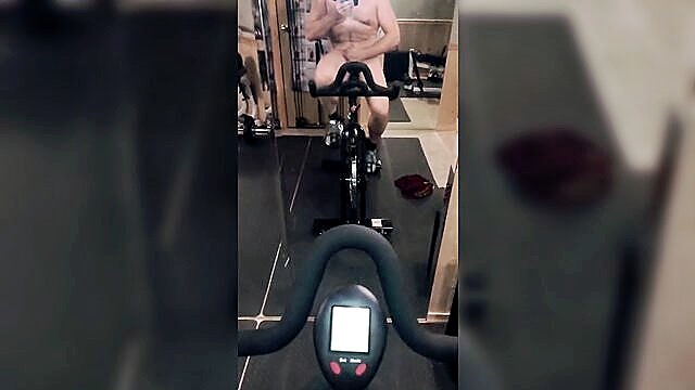 exercise, gay naked cycling, gay gym masturbation - gym cycling masturbation