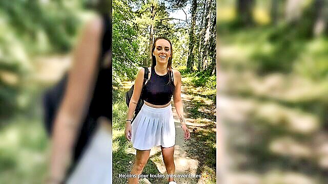 babes, brunette, amateur - youthful french porn in the forest