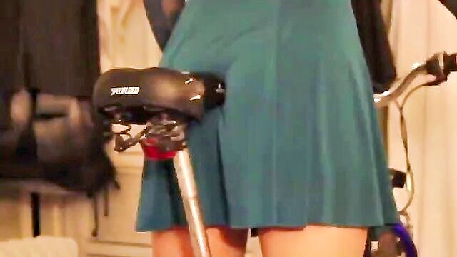 young, teenager, panties - teen stepdaughter practices riding a bike and gets intimate in her underwear