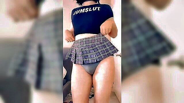 miniskirt, pretty, babe - femboy gostoso masturbation