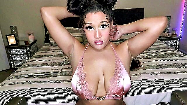 amateur, ebony, big tits - curvy joi with cum