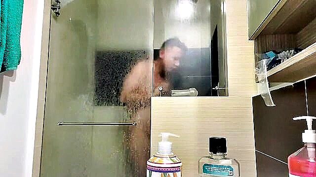 daddy, colombia, gay - latino showers with his gay plaything