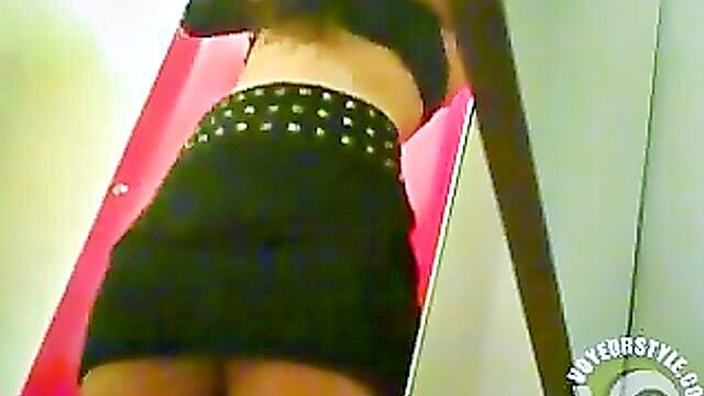 girl, underwear, stall - hot underwear try on
