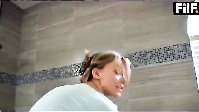 a mother assists her son in the shower   family friendly clips available for free at filfin : FILF