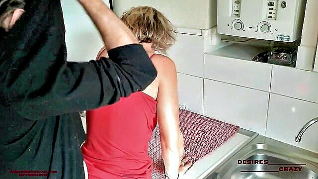 big tits, blonde, fetish - hot step mom kitchen sex