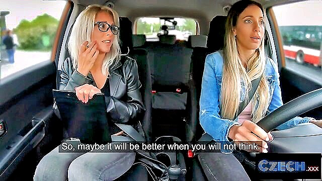 Kathy Anderson, Emily Bright - lesbian driving lesson pass