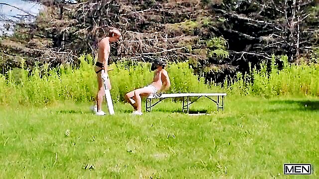 bareback, action, cum shots - outdoor public sex