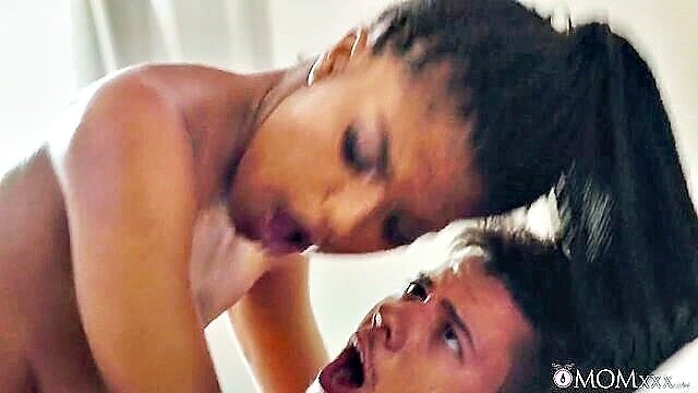 athletic, bald pussy, average dick - Amazing black MILF boob scene