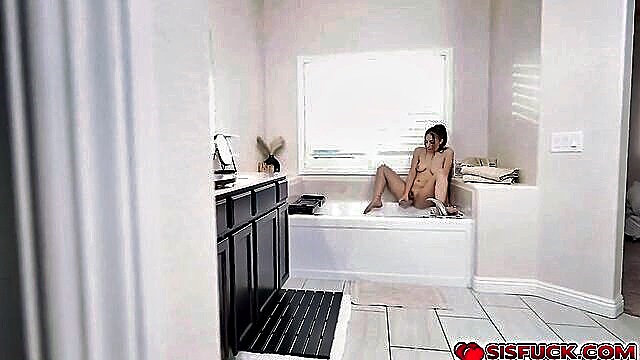 big tits, sislovesme, bathroom - penelope masturbating in the bathroom