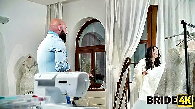 bride, brunette, shaved pussy - bridal stockinette sex