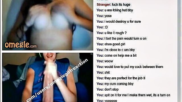 huge cock, big cock, omegle - brunette hottie meets her match on omegle