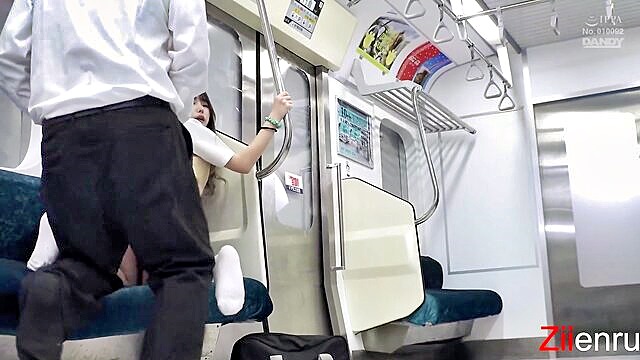 footjob, socks, ziienru - tattooed slut gives a footjob in the train