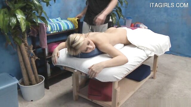 oral, sex, fuck - busty blonde gets a facial from a massage therapist