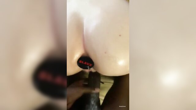 interracial, amateur, big ass - redhead with anal toy takes big black cock in doggy style