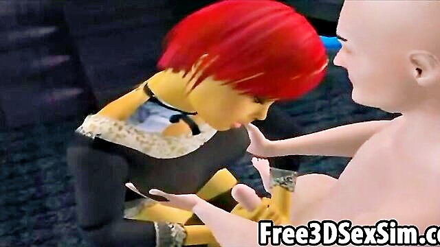 hentai, redhead, hardcore - redhead babe enjoys riding a hard penis in a sensual 3d cartoon