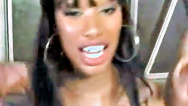 blowjob, cumshot, black - white seeds spraying on her ebony face white seeds spraying on her ebony face